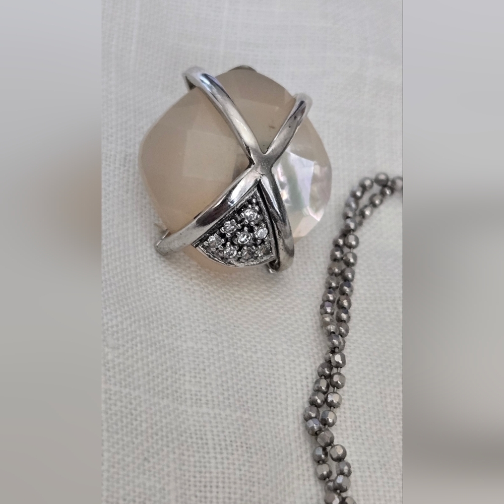 Earrings Neclace Set Mother Pearl 925 Sterling - Picture 11 of 16